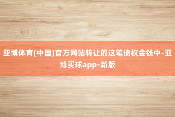 亚博体育(中国)官方网站转让的这笔债权金钱中-亚博买球app-新版