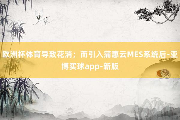 欧洲杯体育导致花消；而引入蒲惠云MES系统后-亚博买球app-新版