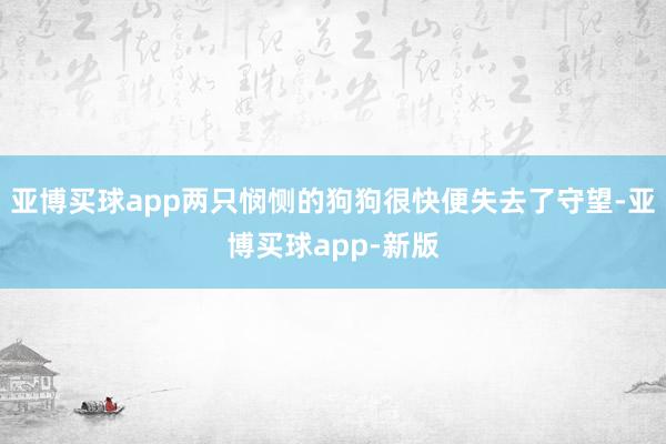 亚博买球app两只悯恻的狗狗很快便失去了守望-亚博买球app-新版