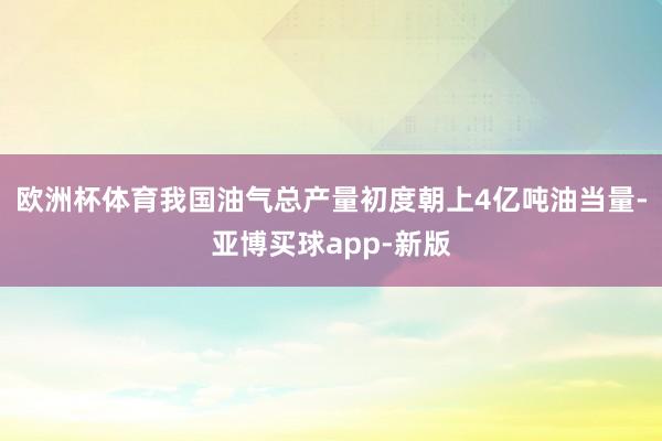 欧洲杯体育我国油气总产量初度朝上4亿吨油当量-亚博买球app-新版